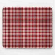 Dark Red and White Plaid Mousepad