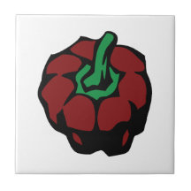Dark Red bell pepper top view graphic Tiles