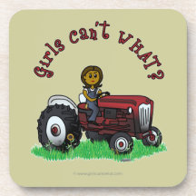 Dark Red Farmer Girl Beverage Coasters