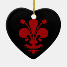 Dark red fleur de lis symbol christmas ornaments