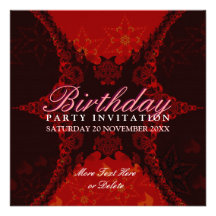 Dark Red Lace Exotic Birthday Party  Invitation