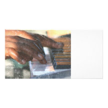 dark skin hands playing piano keyboard grunge photo greeting card
