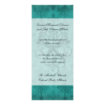 dark teal blue green distressed damask personalised invite
