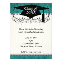 dark teal blue green distressed damask personalized announcements