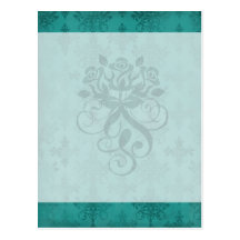 dark teal blue green distressed damask postcards