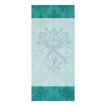 dark teal blue green distressed damask rack card template