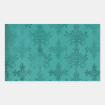 dark teal blue green distressed damask rectangle sticker