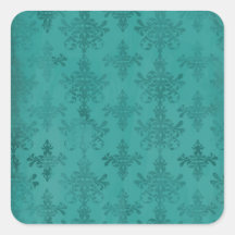 dark teal blue green distressed damask sticker