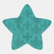 dark teal blue green distressed damask star sticker