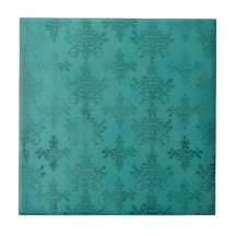 dark teal blue green distressed damask tiles