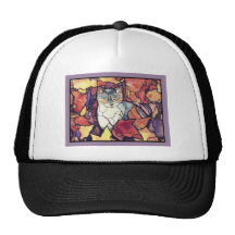Darling Autumn Leaves Kitty Cat "stained glass" Hat