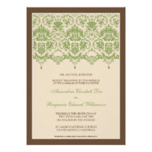 Darling Damask Lace 5x7 Wedding Invitation: sage
