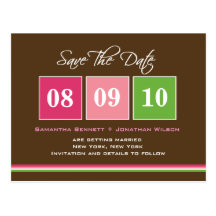 Date Blocks - Fuchsia Green Post Cards