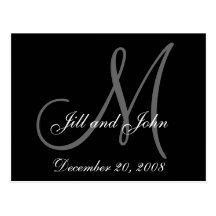 Date, First Names and Initial Monogram Postcard
