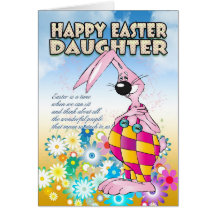 Daughter Easter Card - Easter Bunny Flowers