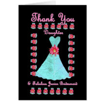 DAUGHTER Junior Bridesmaid THANK YOU - Blue Gown Card