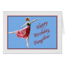 Daughter's Birthday Card with Ballerina on Blue
