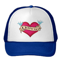 David - Custom Heart Tattoo T-shirts & Gifts Mesh Hat