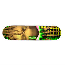 David skull green fire Skatersollie skateboard