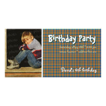 David's Birthday Party Photo Invitation Photo Greeting Card