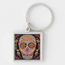 Day of the Dead Keychain Sugar Skull Art