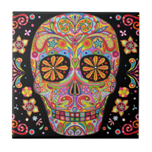 Day of the Dead Sugar Skull Ceramic Tile