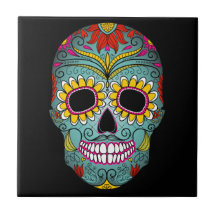 Day of the Dead Sugar Skull Ceramic Tiles