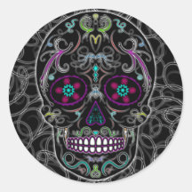 Day of the Dead Sugar Skull - Colorfully Black Sticker