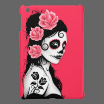 Day of the Dead Sugar Skull Girl - pink ipad mini cases