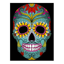 Day of the Dead Sugar Skull Post Card