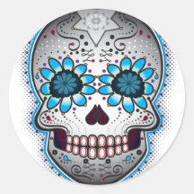 Day Of The Dead Sugar Skull Round Sticker
