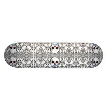 Day of the Dead Sugar Skull - White and Black Skate Deck