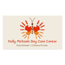 Daycare / Babysitter Butterfly Handprints Business Card