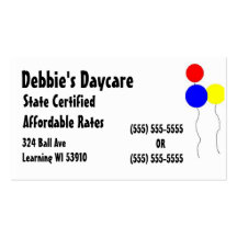 Daycare business cards