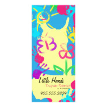 Daycare Promotional Flyer - Colourful Hand Prints Rack Card Design