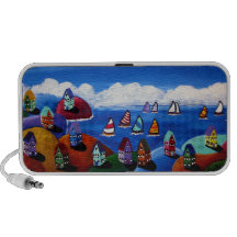 Daytime Sailboats Houses Folk Art Travel Speakers