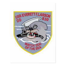 DD-830 USS EVERETT F LARSON Destroyer Ship Militar Postcard