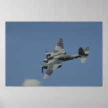 De Havilland Mosquito T3 banking, showing invasion Posters