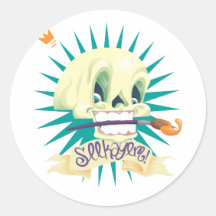 dead and famous round sticker