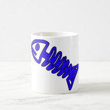 Dead Fish Skeleton Skull Bones Fossil Blue Mug
