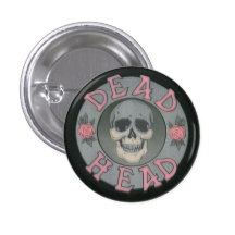Dead Head Skull & Roses Button