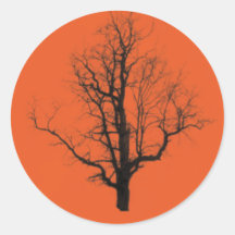 Dead Tree for Halloween Round Stickers