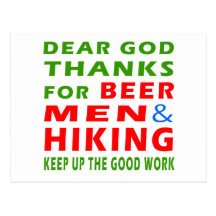 Dear God Thanks For Beer Men And Hiking Postcards