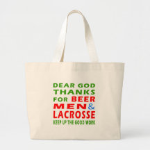 Dear God Thanks For Beer Men And Lacrosse Canvas Bags