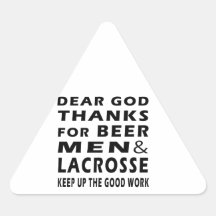 Dear God Thanks For Beer Men and Lacrosse Sticker