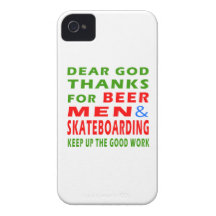 Dear God Thanks For Beer Men And Skateboarding iPhone 4 Case-Mate Case