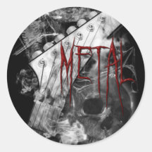 Death Metal Guitar Round Stickers
