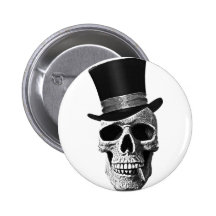 Death's-head gentlemen pinback buttons