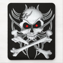 Death's Skull and Crossbones Mouse Pads