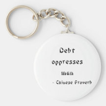 Debt oppresses man keychain